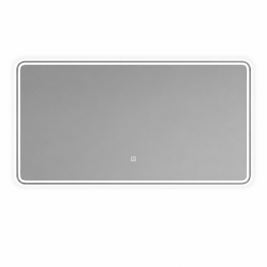 [MIR-0795-80] LED Bathroom Mirror 0795-80 – Wide Rounded Rectangle, Inner Light Frame & Backlight, Touch Switch, 750×650 mm