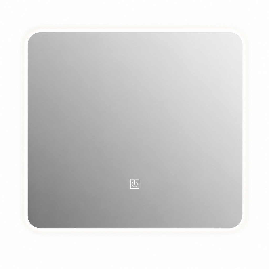 LED Bathroom Mirror 0857-80 – Rounded Rectangle, Soft Warm Backlight, Touch Switch, 500×600 mm