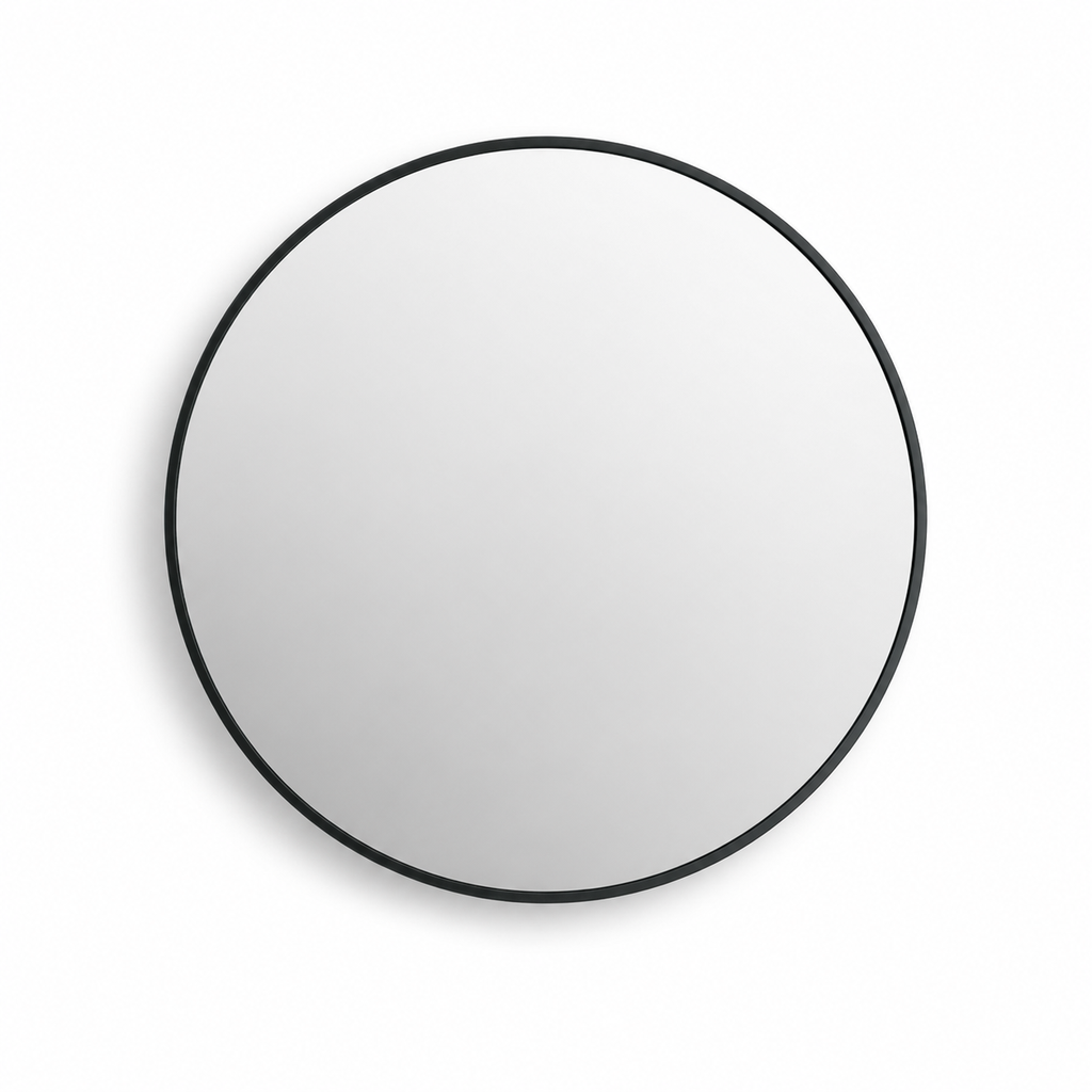 Bathroom Mirror 0858-60 – Round, Black Metal Frame, No Lighting, 500×500 mm